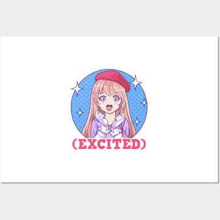 Cute Excited Anime Girl Funny Excited Face Posters and Art